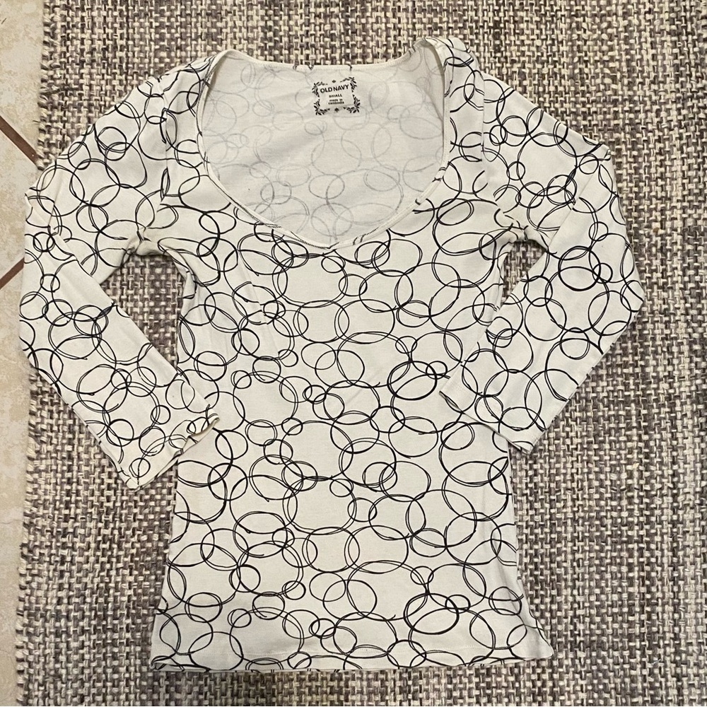 Old Navy Circle Geometric V-Neck 3/4 Sleeve Top S
